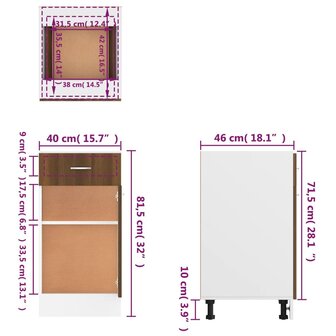 Onderkast met lade 40x46x81,5 cm bewerkt hout bruin eikenkleur 12