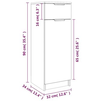 Badkamerkast 32x34x90 cm bewerkt hout sonoma eikenkleurig 10