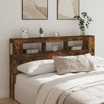 Hoofdeinde met LED 180x18,5x103,5 cm bewerkt hout gerookt eiken 4