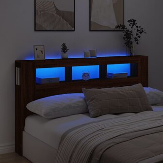 Hoofdeinde met LED 180x18,5x103,5 cm bewerkt hout bruineiken 1