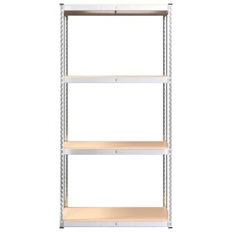 Opbergrek 4 Laags 3 st staal &amp; bewerkt hout zilverkleurig 5