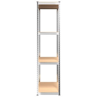 Opbergrek 4 Laags 3 st staal &amp; bewerkt hout zilverkleurig 6