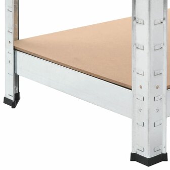 Opbergrek 4 Laags 3 st staal &amp; bewerkt hout zilverkleurig 8