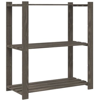 Opbergrek 3-laags 80x38x90 cm massief grenenhout grijs 5