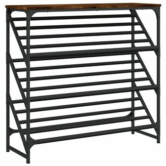Schoenenrek 90x30x85 cm bewerkt hout gerookt eikenkleurig 2