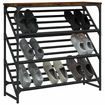 Schoenenrek 90x30x85 cm bewerkt hout gerookt eikenkleurig 3