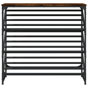 Schoenenrek 90x30x85 cm bewerkt hout gerookt eikenkleurig 4