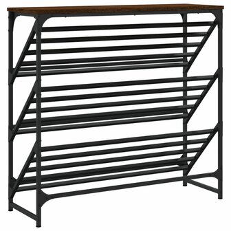 Schoenenrek 90x30x85 cm bewerkt hout bruin eikenkleur 6