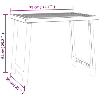 Campingtafel hout-look 79x56x64 cm PP wit 6