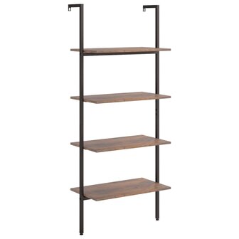 Ladderrek met 4 schappen 64x35x152,5 cm donkerbruin en zwart 2