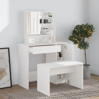 Kaptafel met spiegel 86,5x35x136 cm wit 3