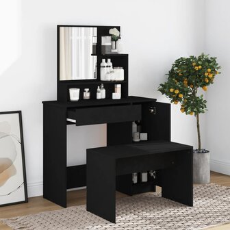Kaptafel met spiegel 86,5x35x136 cm zwart 1