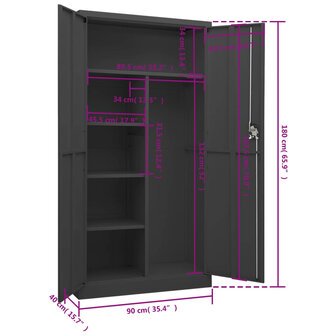 Lockerkast 90x40x180 cm staal antracietkleurig 8