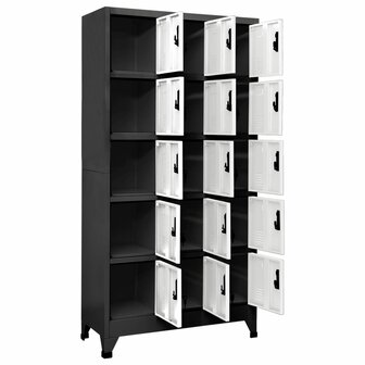 Lockerkast 90x40x180 cm staal antracietkleurig en wit 3