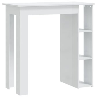 Bartafel met schap 102x50x103,5 cm bewerkt hout hoogglans wit 2