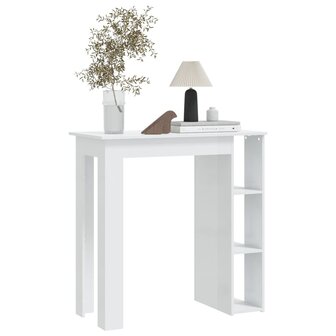 Bartafel met schap 102x50x103,5 cm bewerkt hout hoogglans wit 5