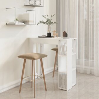Bartafel met schap 102x50x103,5 cm bewerkt hout hoogglans wit 6