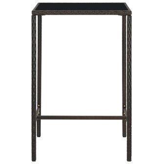 Tuinbartafel 70x70x110 cm poly rattan en glas bruin 2