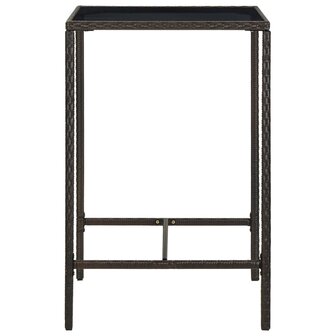 Tuinbartafel 70x70x110 cm poly rattan en glas bruin 3