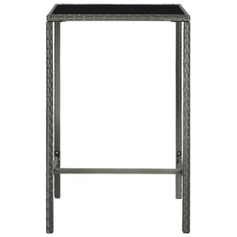 Tuinbartafel 70x70x110 cm poly rattan en glas grijs 2