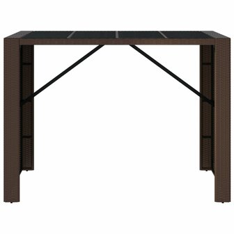Bartafel met glazen blad 145x80x110 cm poly rattan bruin 3