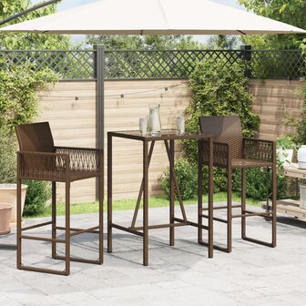 Tuinbartafel 70x70x110 cm poly rattan bruin 3