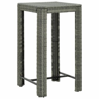 Tuinbartafel 60,5x60,5x110,5 cm poly rattan grijs 1
