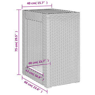 Tuinbijzettafel met houten blad 60x40x75 cm poly rattan zwart 11