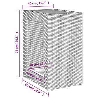 Tuinbijzettafel met houten blad 60x40x75 cm poly rattan beige 11