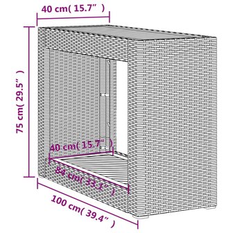Tuinbijzettafel met houten blad 100x40x75 cm poly rattan zwart 11