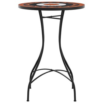 Bistrotafel moza&iuml;ek &Oslash;50x70 cm keramiek terracottakleurig en wit 5