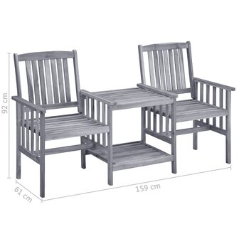 Tuinstoelen met theetafel 159x61x92 cm massief acaciahout 7