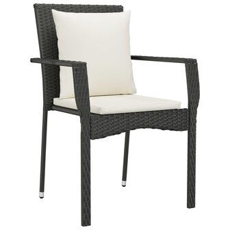 Tuinstoelen 2 st met kussens poly rattan zwart 3