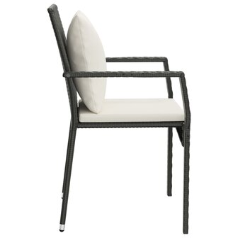 Tuinstoelen 2 st met kussens poly rattan zwart 6