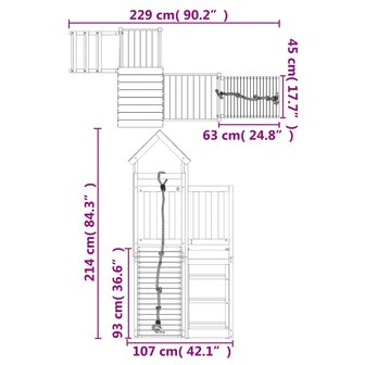 Speelhuis met klimwand massief grenenhout 9