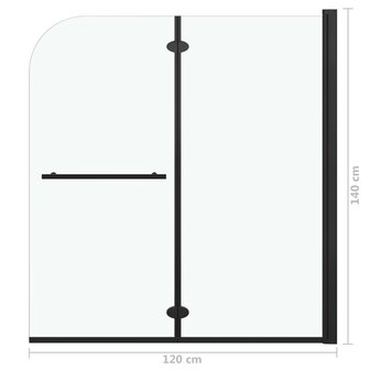 Douchewand inklapbaar 2 panelen 120x140 cm ESG zwart 7
