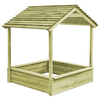 Buitenspeelhuis met zandbak 128x120x145 cm grenenhout 1