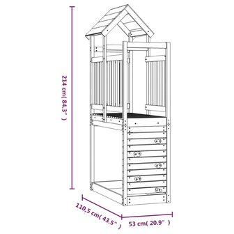Speeltoren met klimwand 53x110x214 cm ge&iuml;mpregneerd grenenhout 8