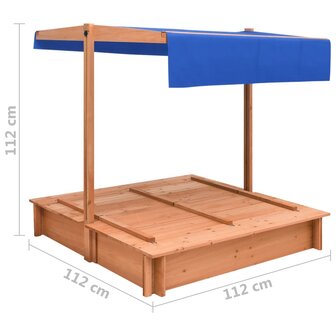 Zandbak met dak 112x112x112 cm vurenhout 8