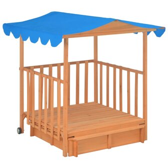 Kinderspeelhuis met zandbak UV50 vurenhout blauw 3