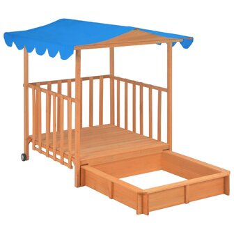Kinderspeelhuis met zandbak UV50 vurenhout blauw 5