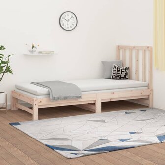 Slaapbank uitschuifbaar massief grenenhout 2x(90x190) cm 1