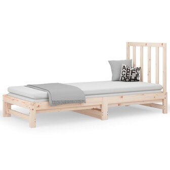Slaapbank uitschuifbaar massief grenenhout 2x(90x190) cm 2