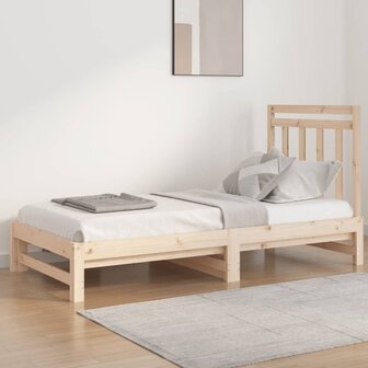 Slaapbank uitschuifbaar massief grenenhout 2x(90x190) cm 1