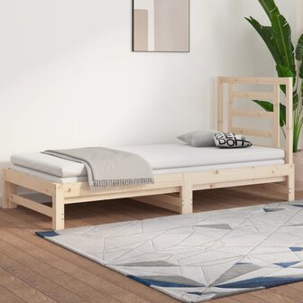 Slaapbank uitschuifbaar massief grenenhout 2x(90x190) cm 1