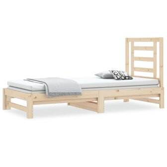 Slaapbank uitschuifbaar massief grenenhout 2x(90x190) cm 2