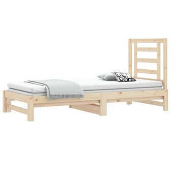 Slaapbank uitschuifbaar massief grenenhout 2x(90x190) cm 3