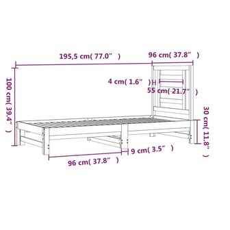 Slaapbank uitschuifbaar massief grenenhout 2x(90x190) cm 8