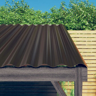 Dakpanelen 12 st 100x36 cm gepoedercoat staal bruin 1