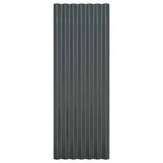 Dakpanelen 12 st 100x36 cm gepoedercoat staal antracietkleurig 4